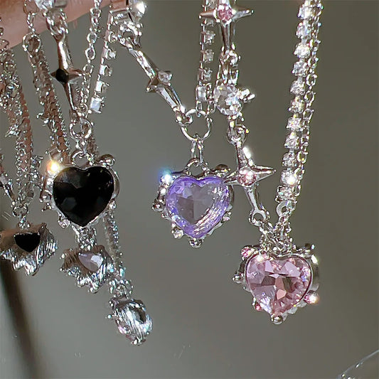 Crystal Heart Necklace Fashion